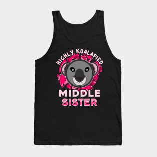 Koala Bear Highly Koalafied Middle Sister Pink Text Tank Top